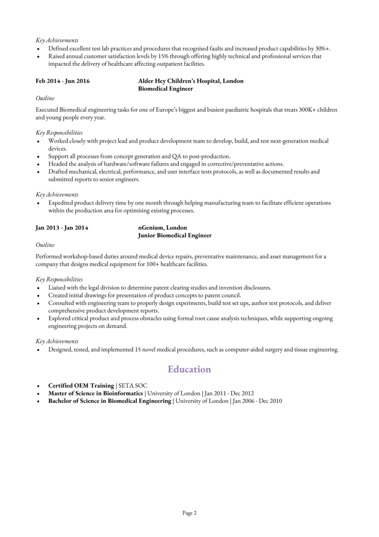 biomedical engineer personal statement sample