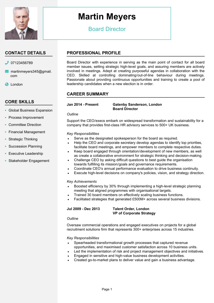 Board Director CV 1