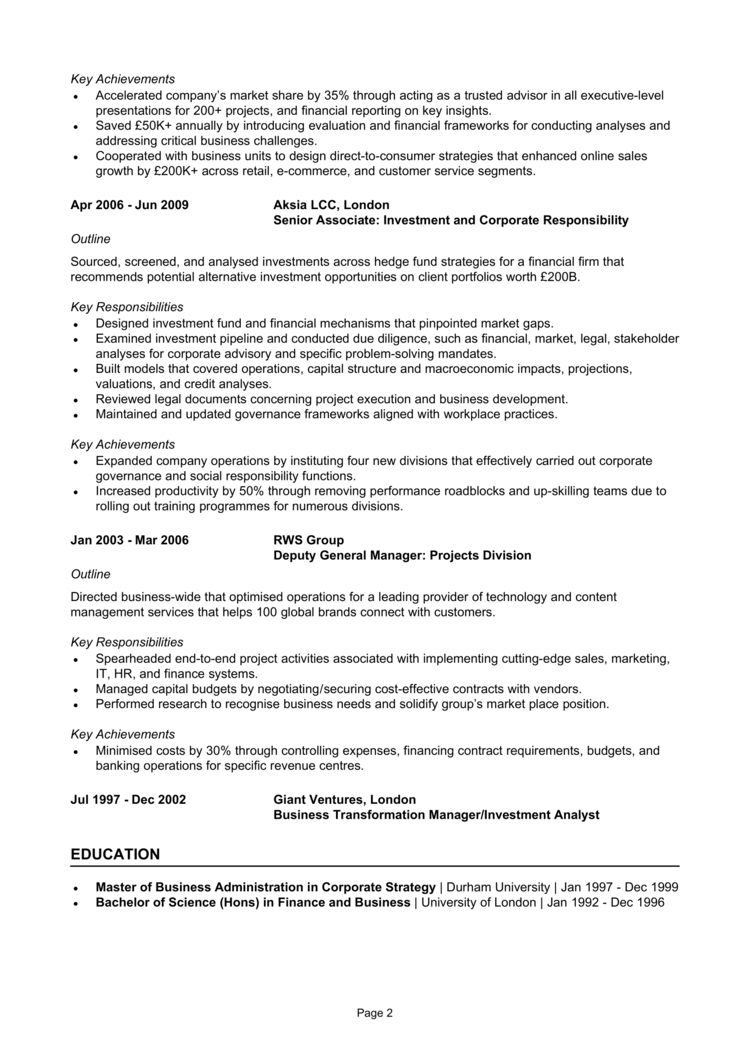 Board Director CV example & guide [Win job interviews]