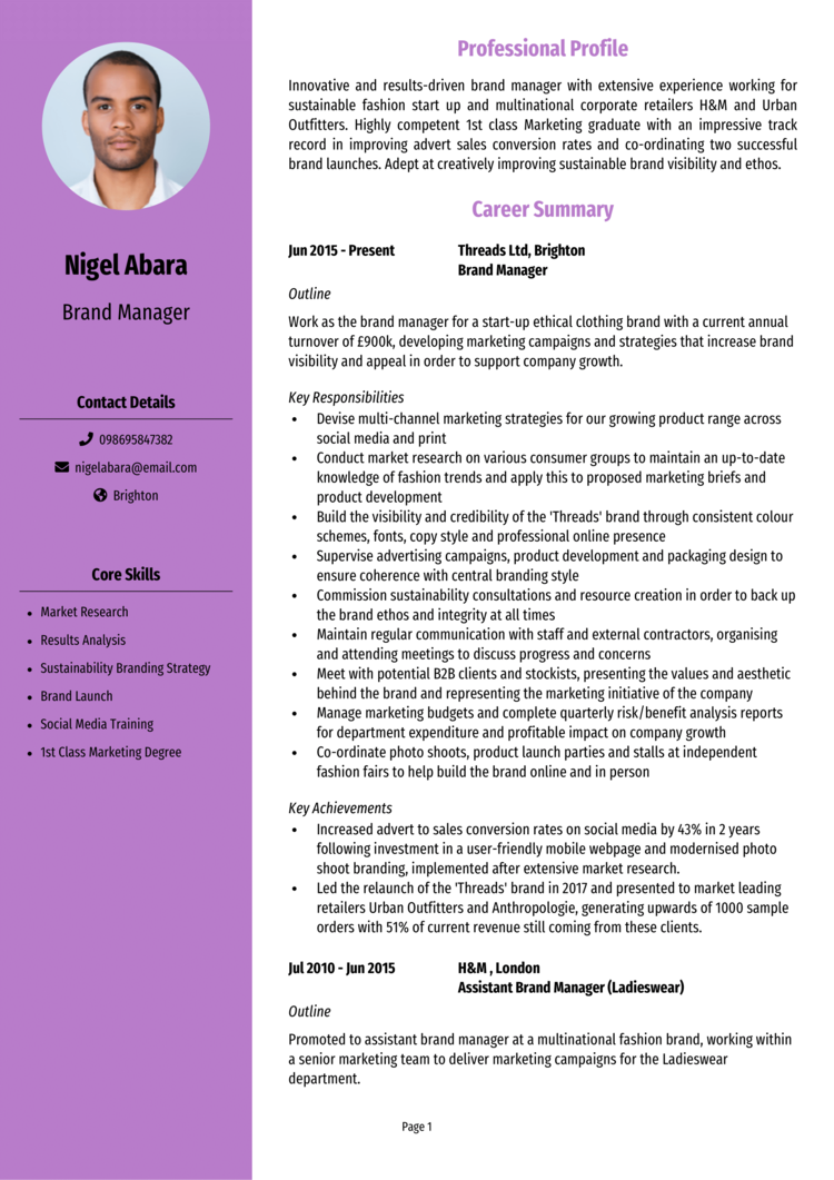 Brand Marketing CV 1