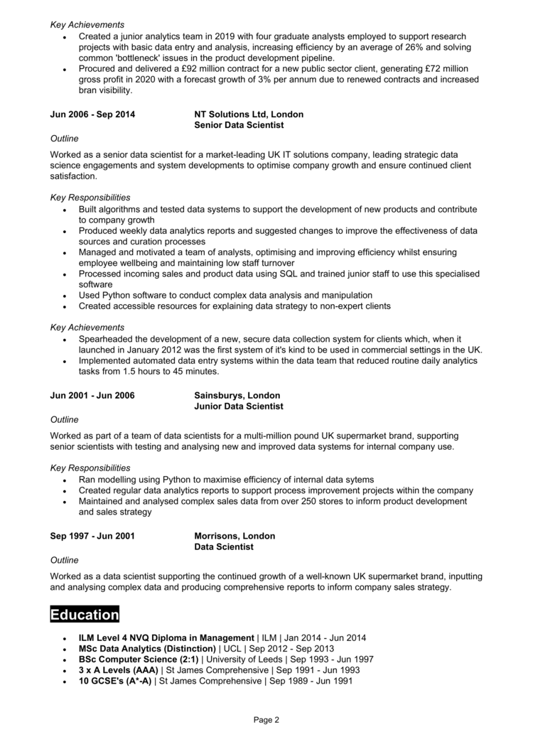 Chief Data Officer CV 2