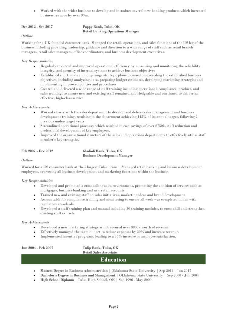 Chief Operations Officer Resume 2