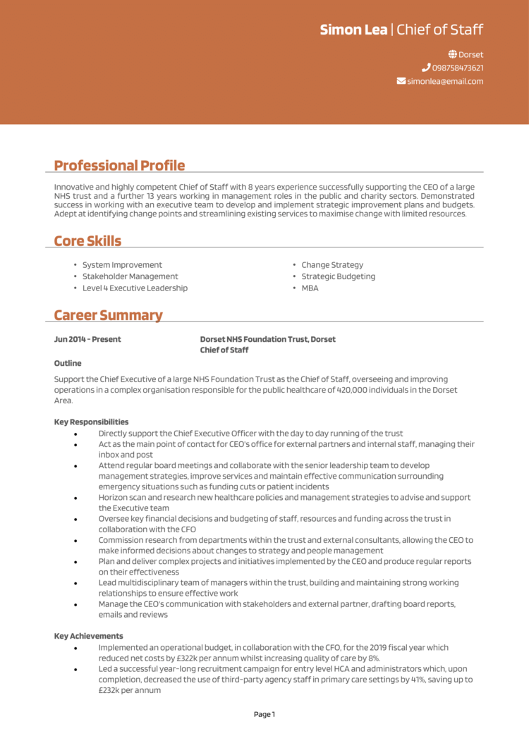 Chief of Staff CV 1