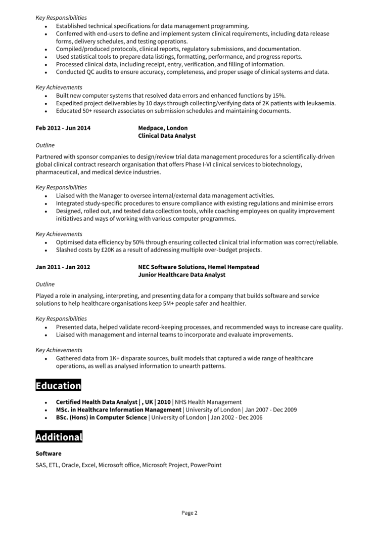 Clinical Data Manager CV 2