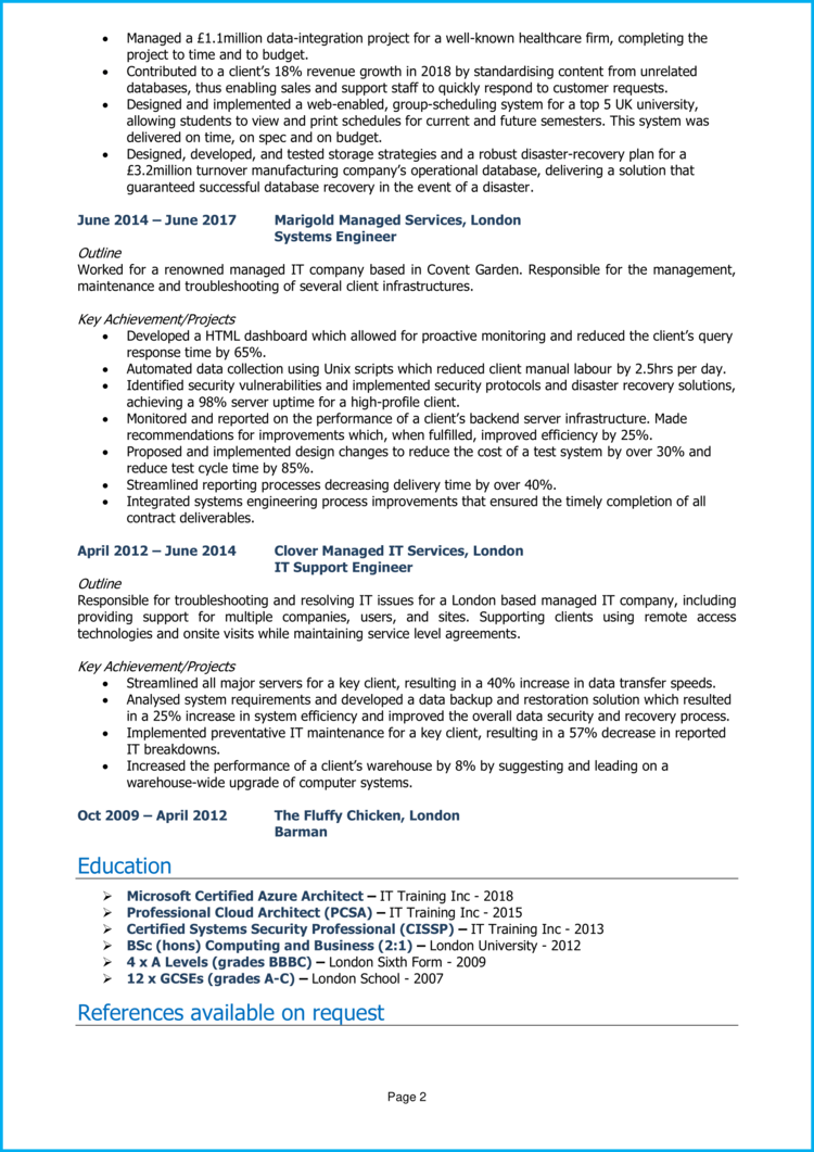 Cloud Solution Architect CV 2