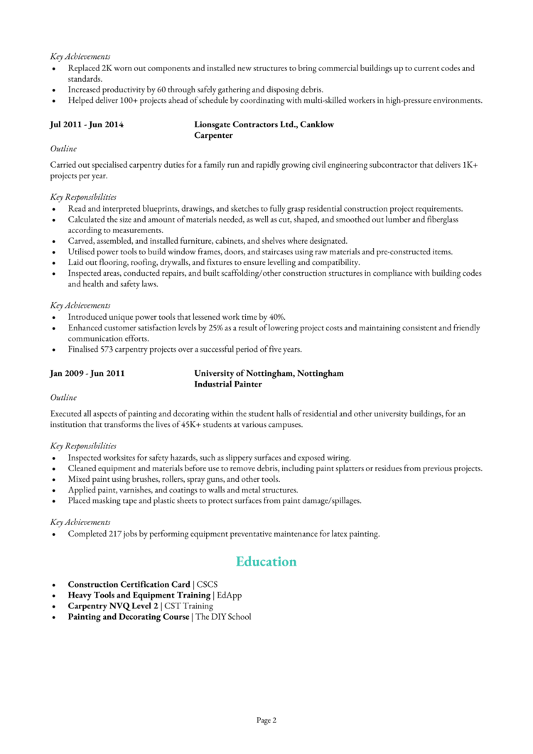 Construction Worker CV 2