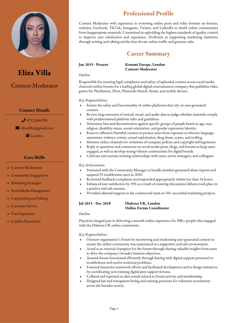 Content Moderator CV 1