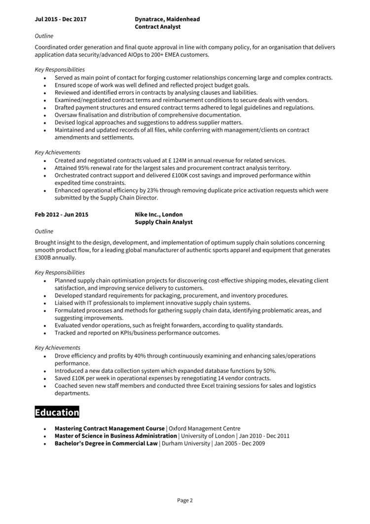 Contract Administrator CV 2