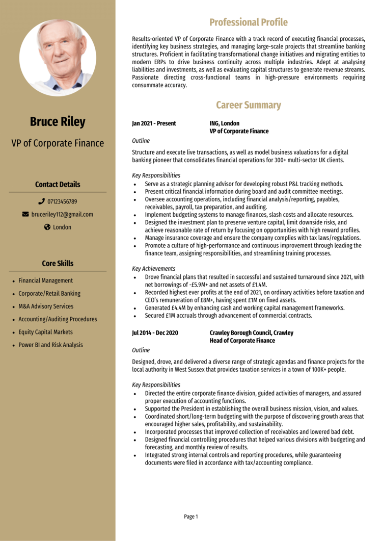 Corporate Finance CV 1