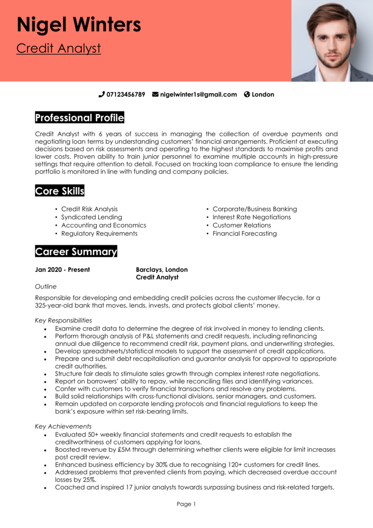 Credit Analyst CV 1