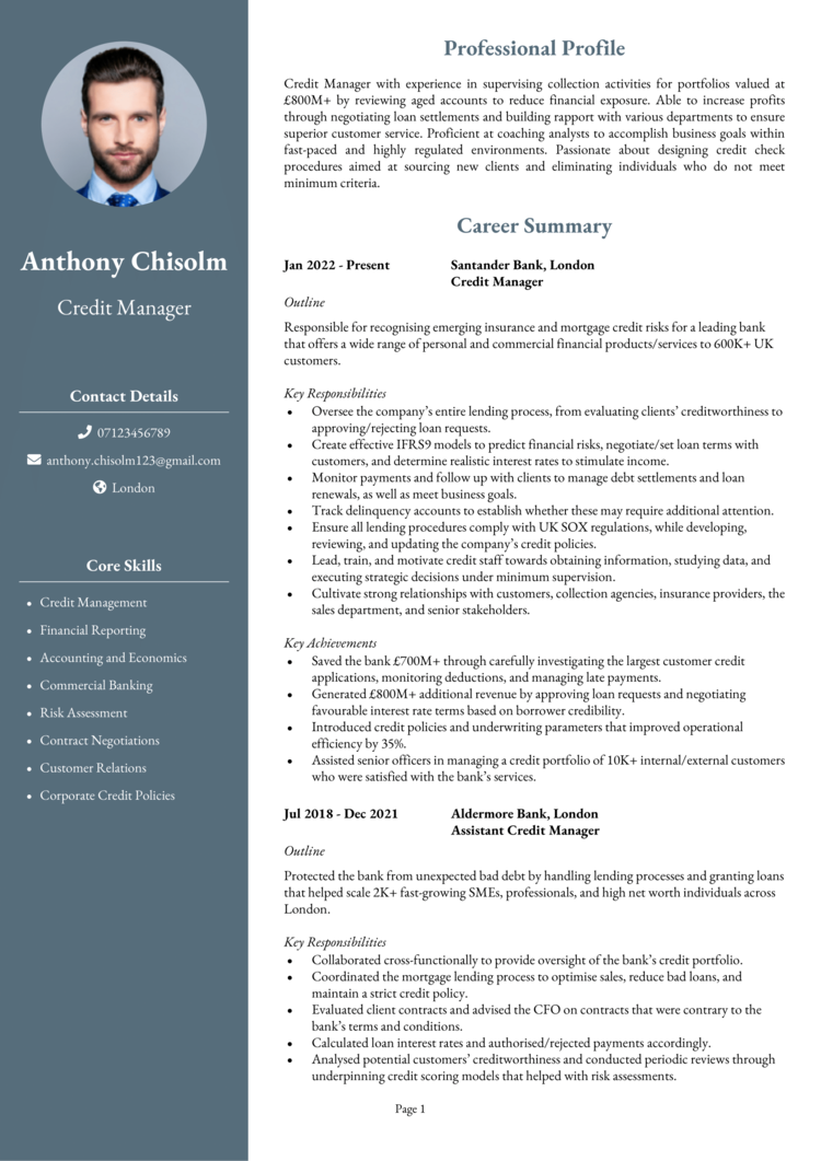 Credit Manager CV 1