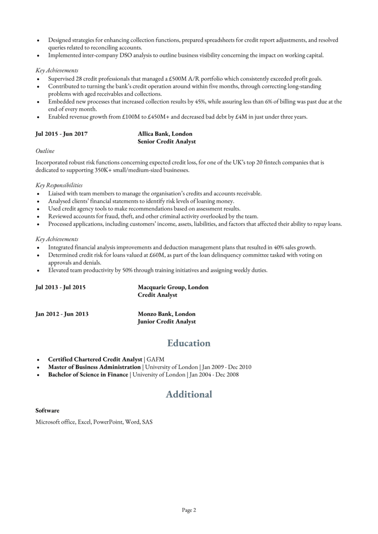 Credit Manager CV 2