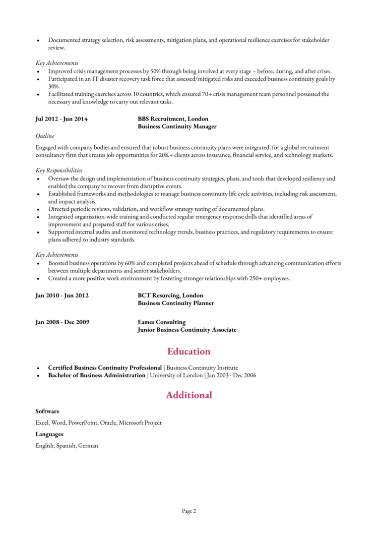 Crisis Management CV 2