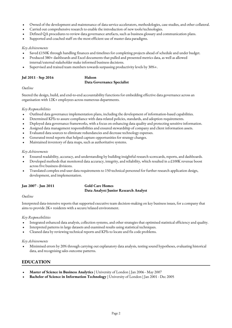 Data Governance CV 2