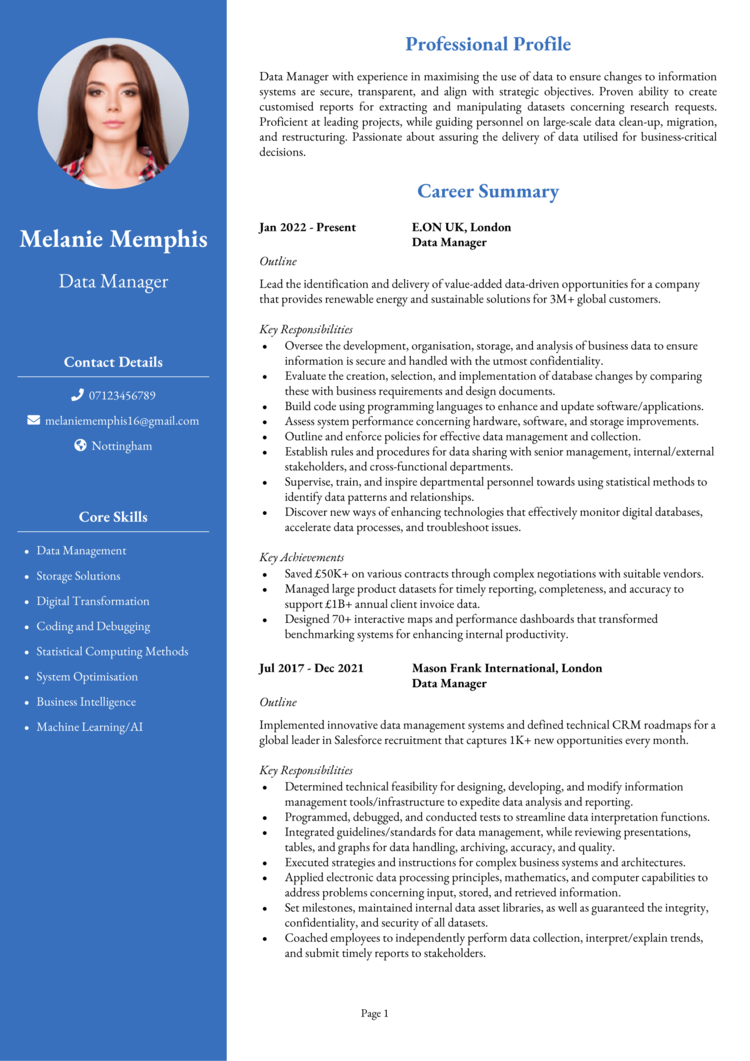 Data Manager CV 1