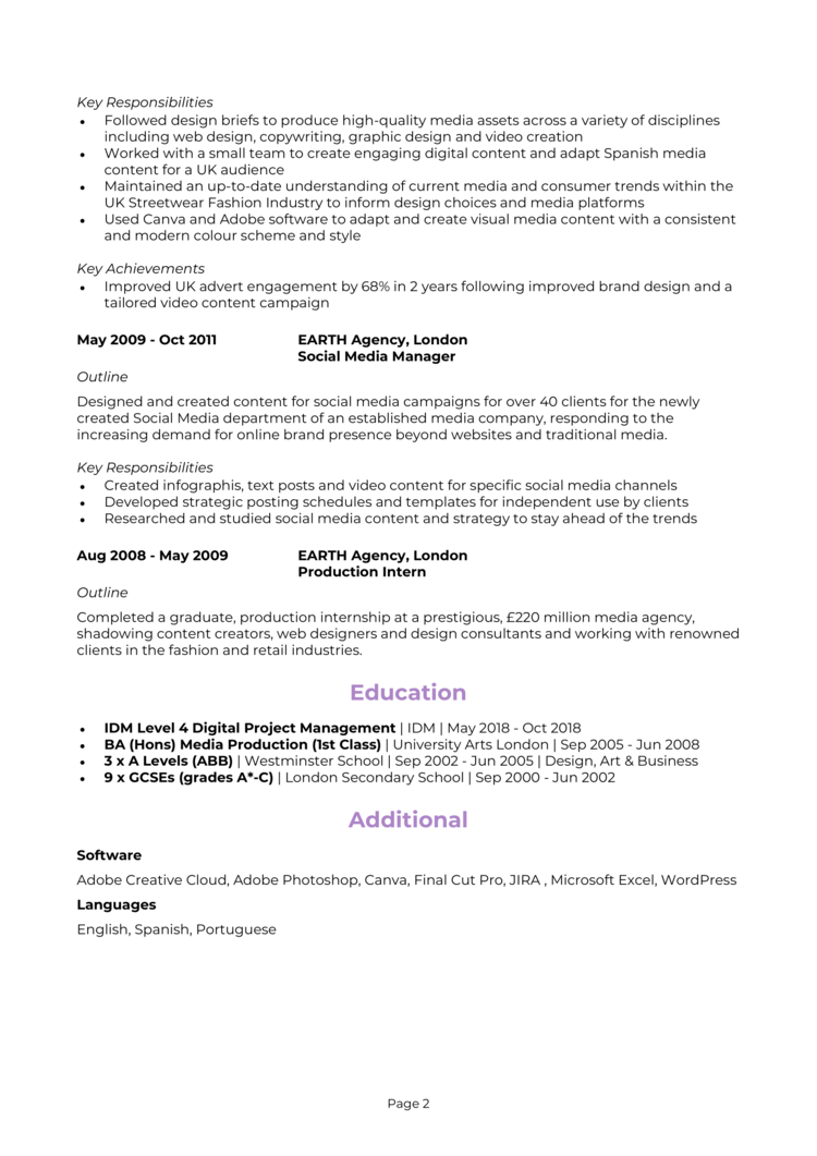 Digital Producer CV 2