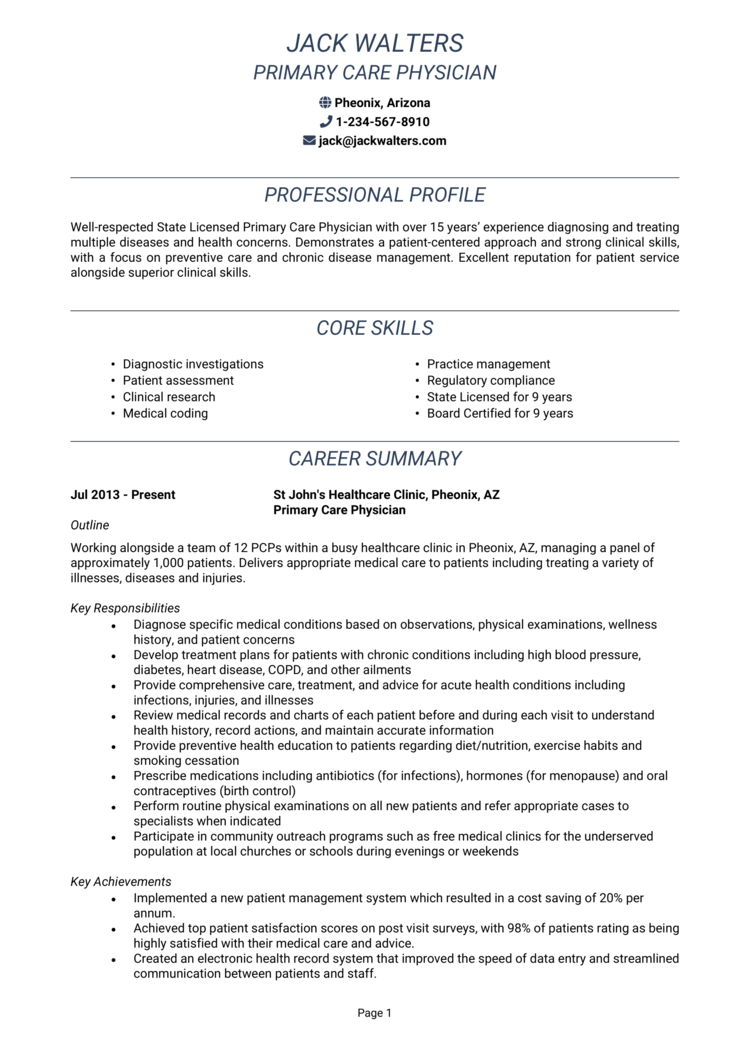 Doctor Resume 1