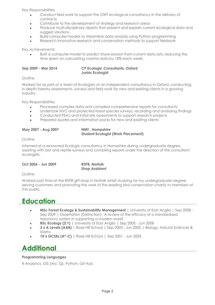 Ecologist CV 2