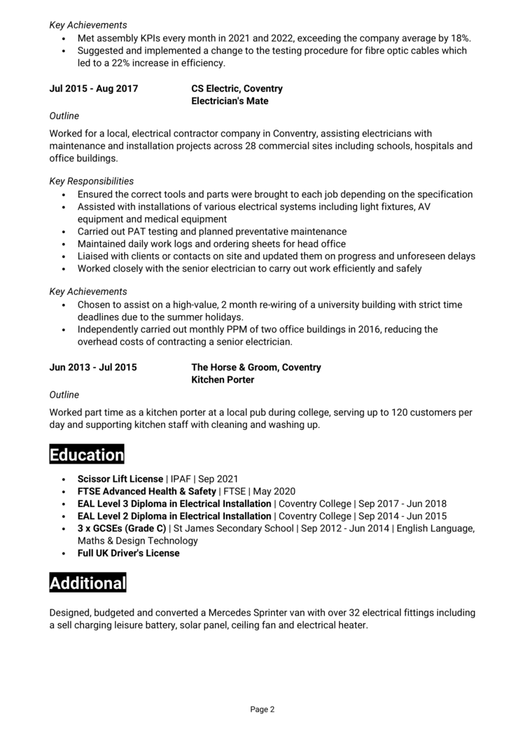 Electrical Improver CV 2