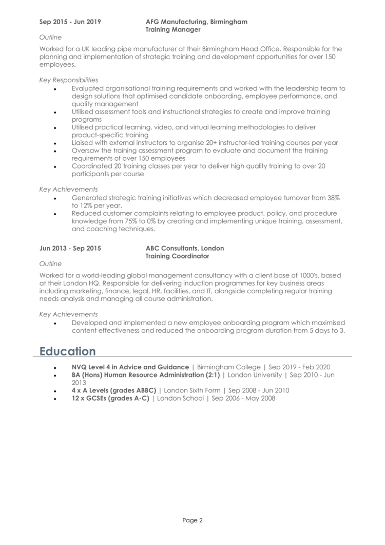 Employment Advisor CV 2