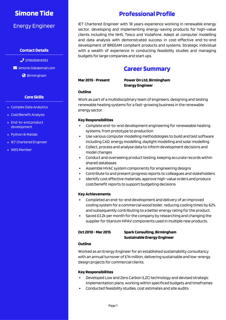 Energy Engineer CV 1