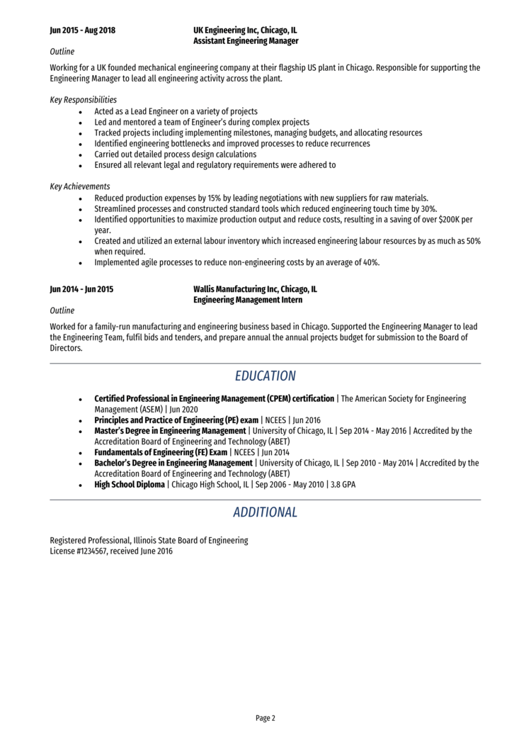 Engineering Manager Resume 2