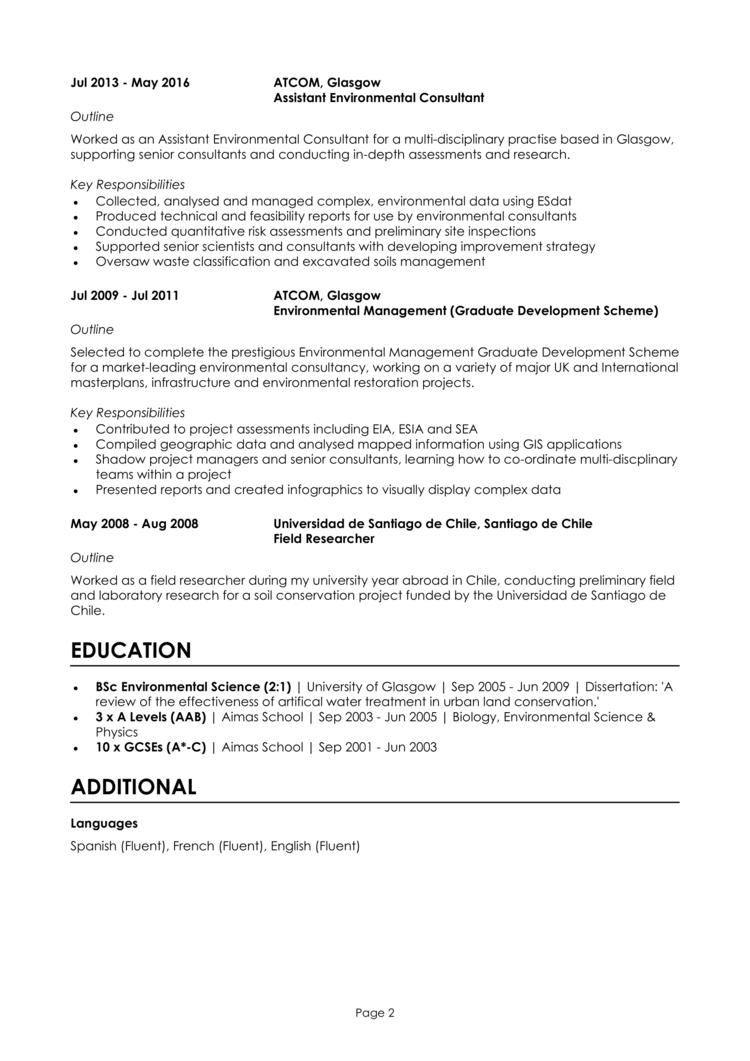 Environmental Consultant CV 2