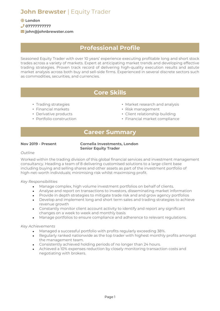 Equity Trader CV 1