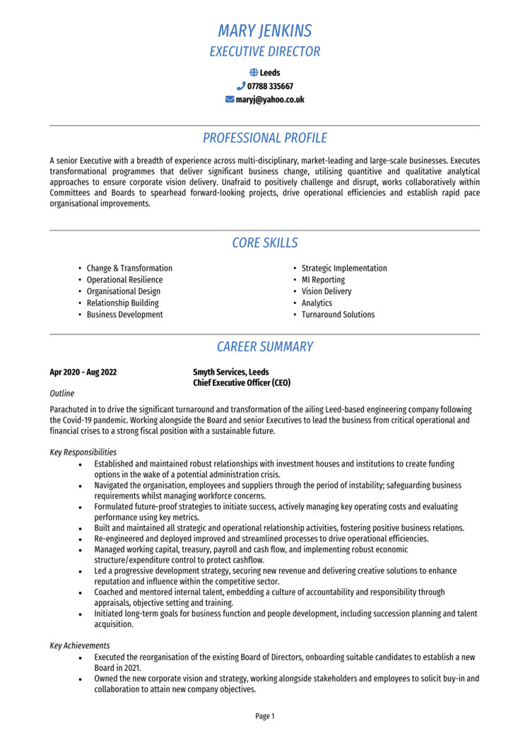 Executive Director CV 1