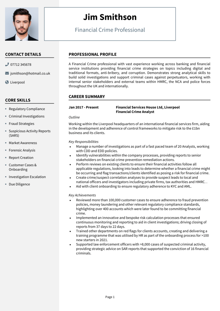 Financial Crime CV 1