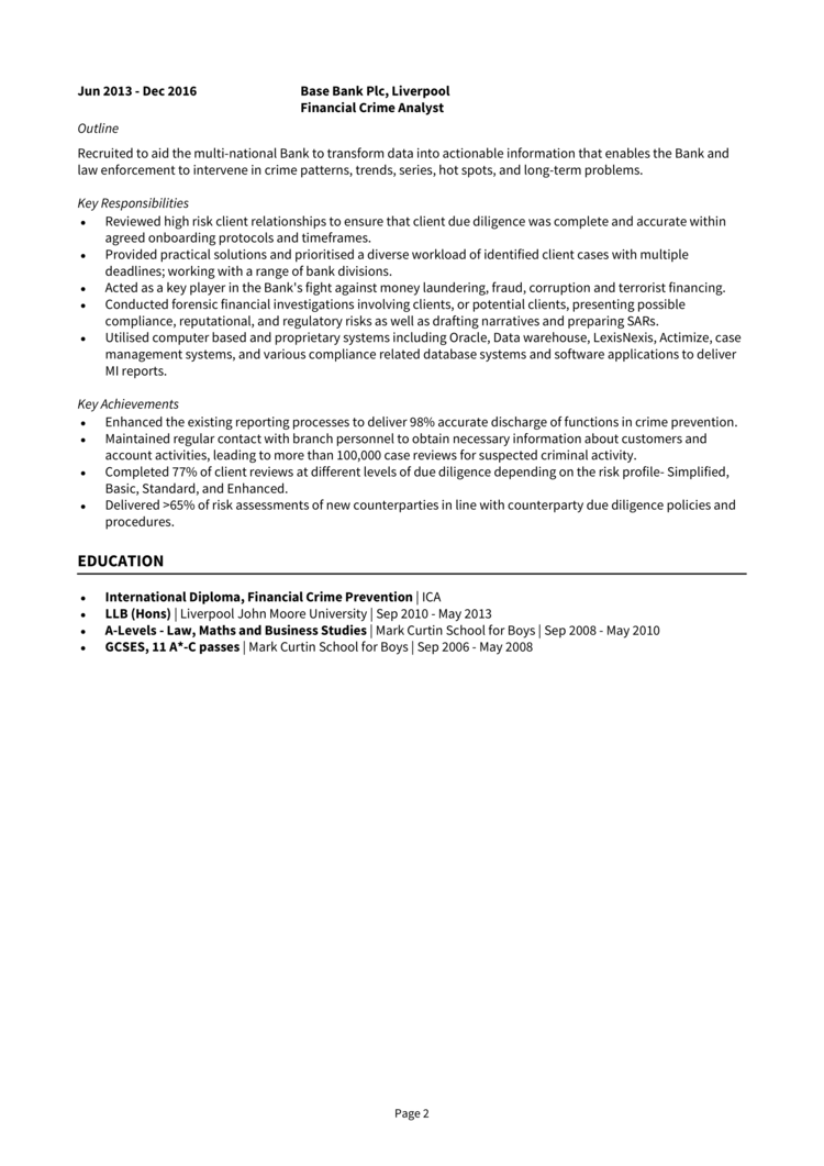 Financial Crime CV 2