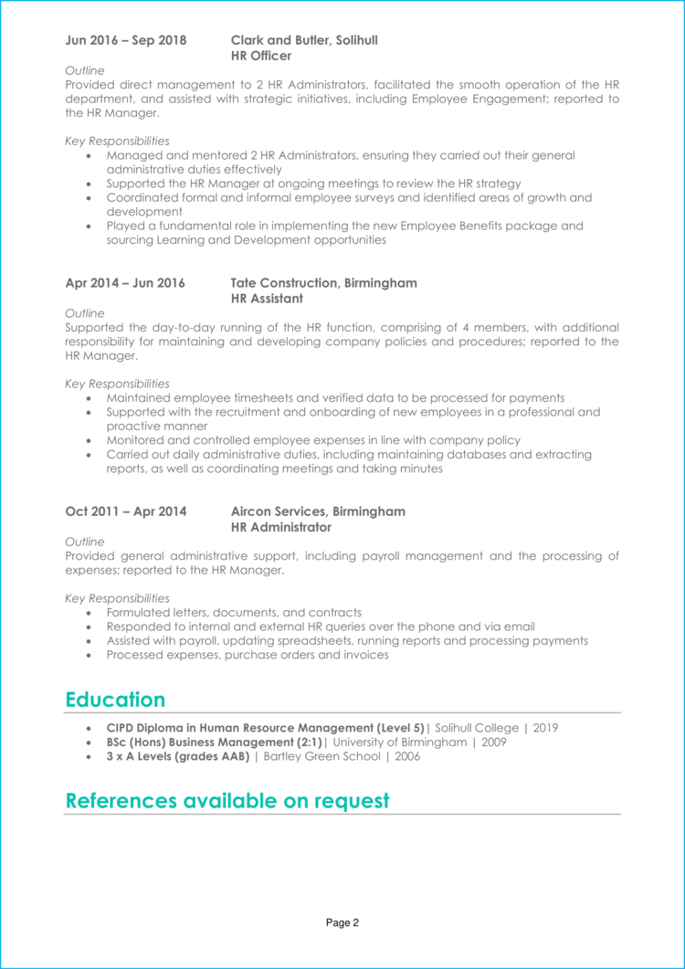 HR Executive CV example & guide [Get job interviews]