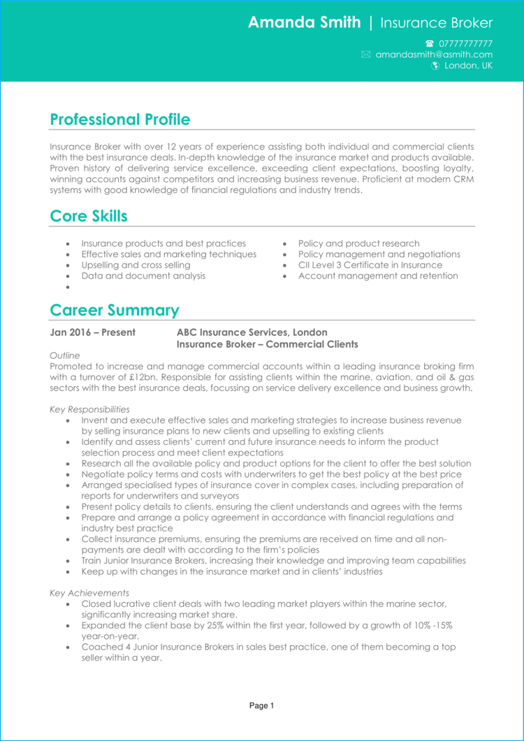 Insurance Broker CV 1