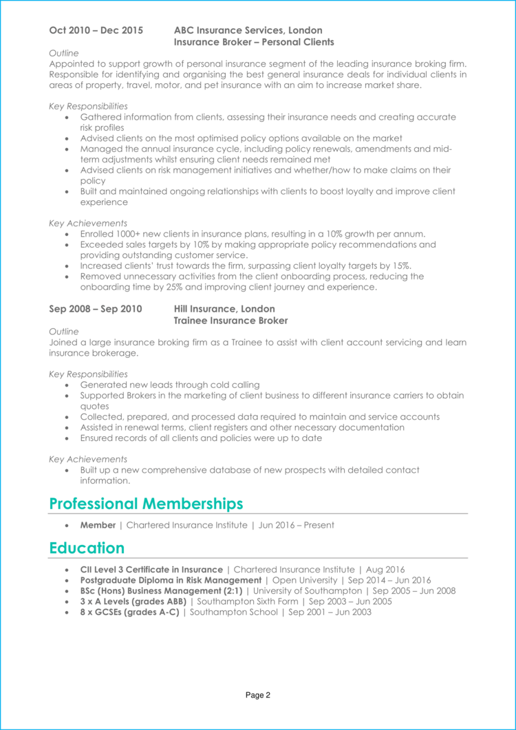 Insurance Broker CV 2