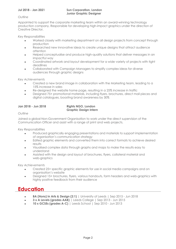 Junior Graphic Designer CV-2