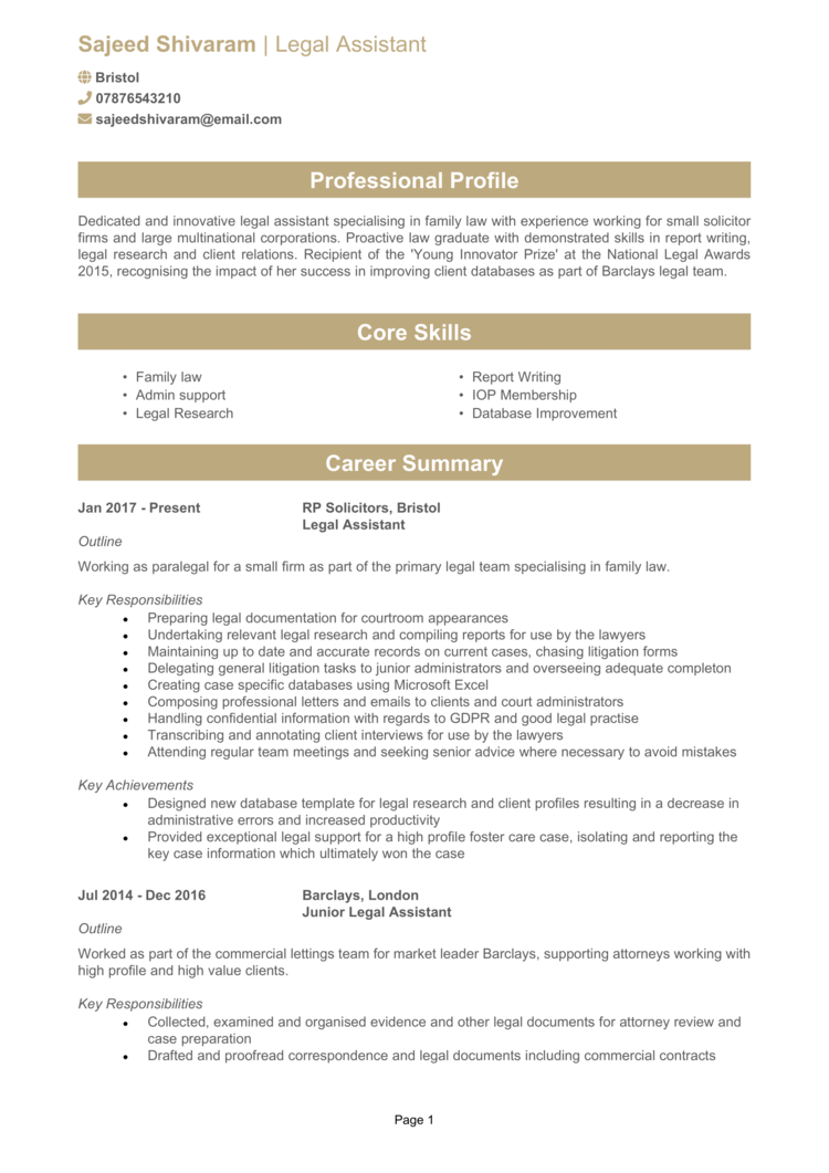 legal cv writing service uk