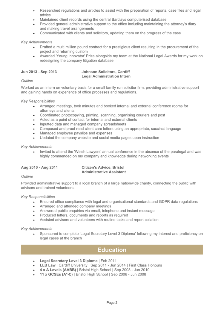 Legal Assistant CV 2