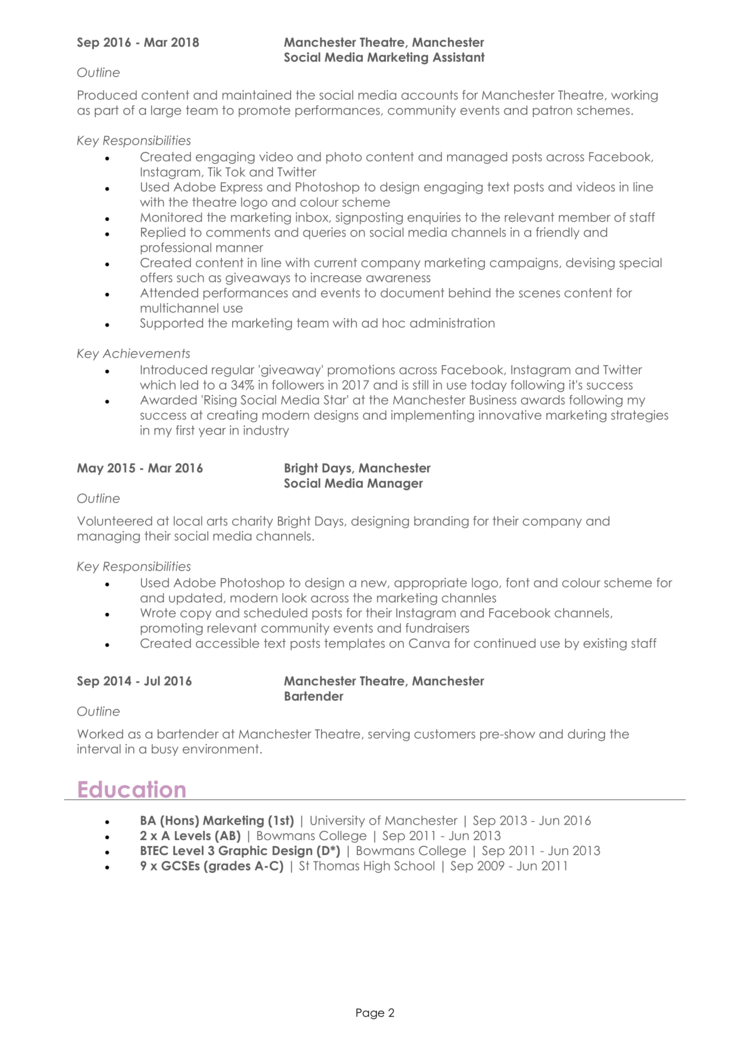 Marketing Officer CV 2