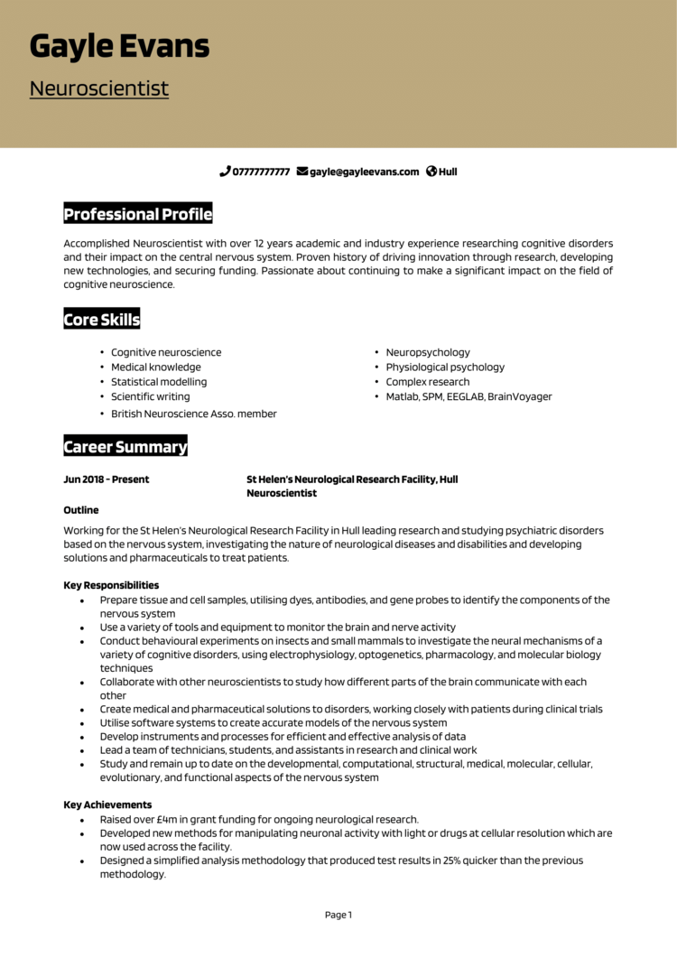 Neuroscience CV1