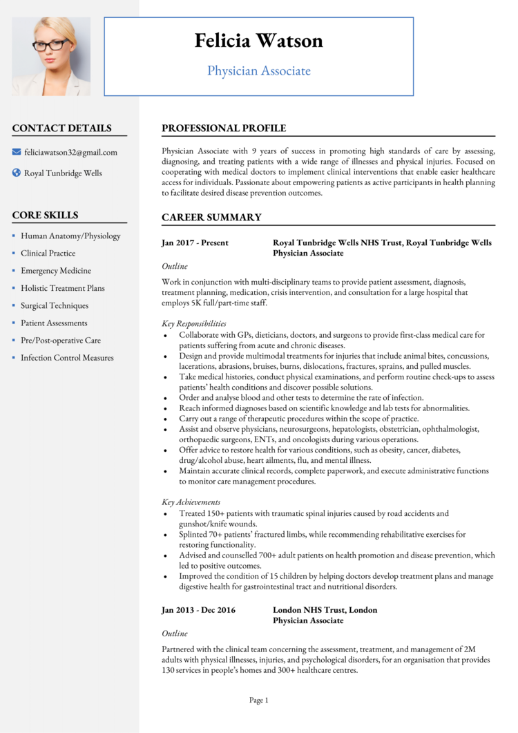 Physician associate CV-1