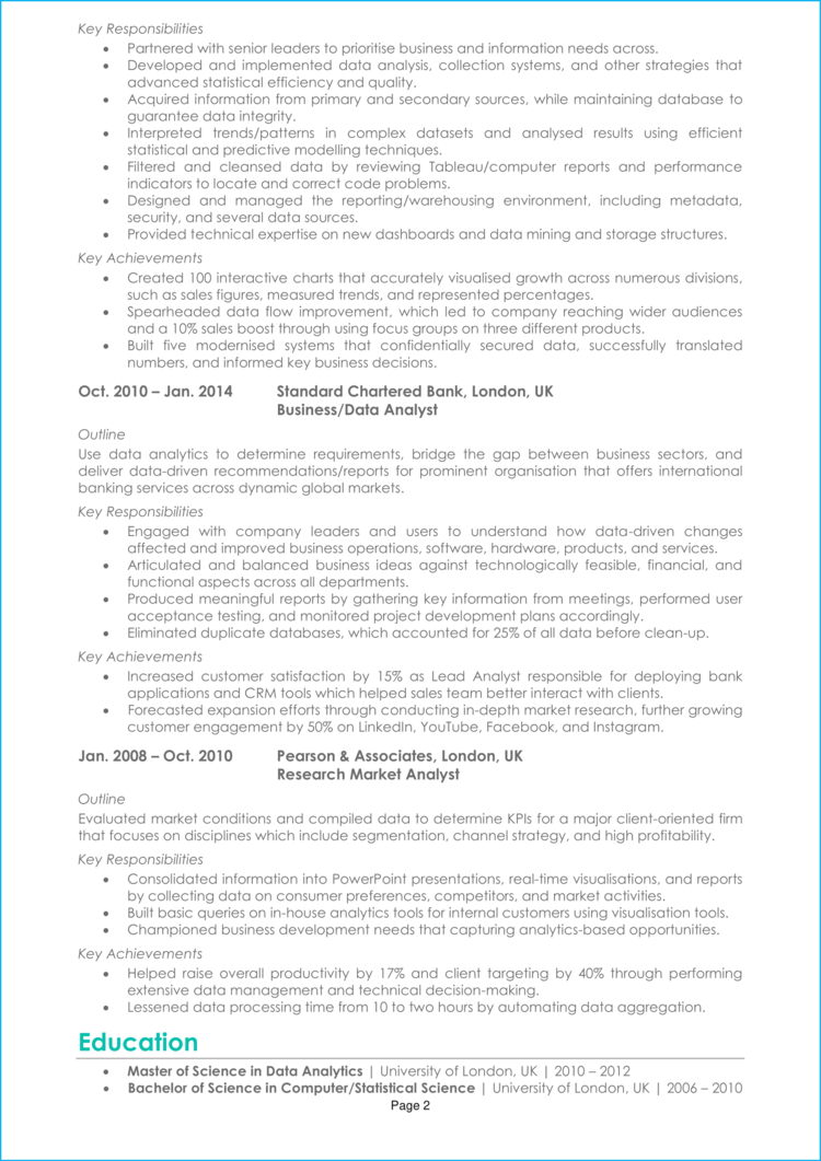 Senior Data Analyst CV 2