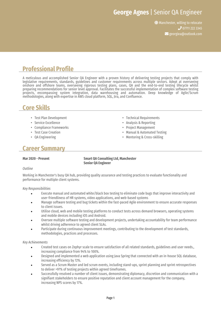 Senior QA Engineer CV 1