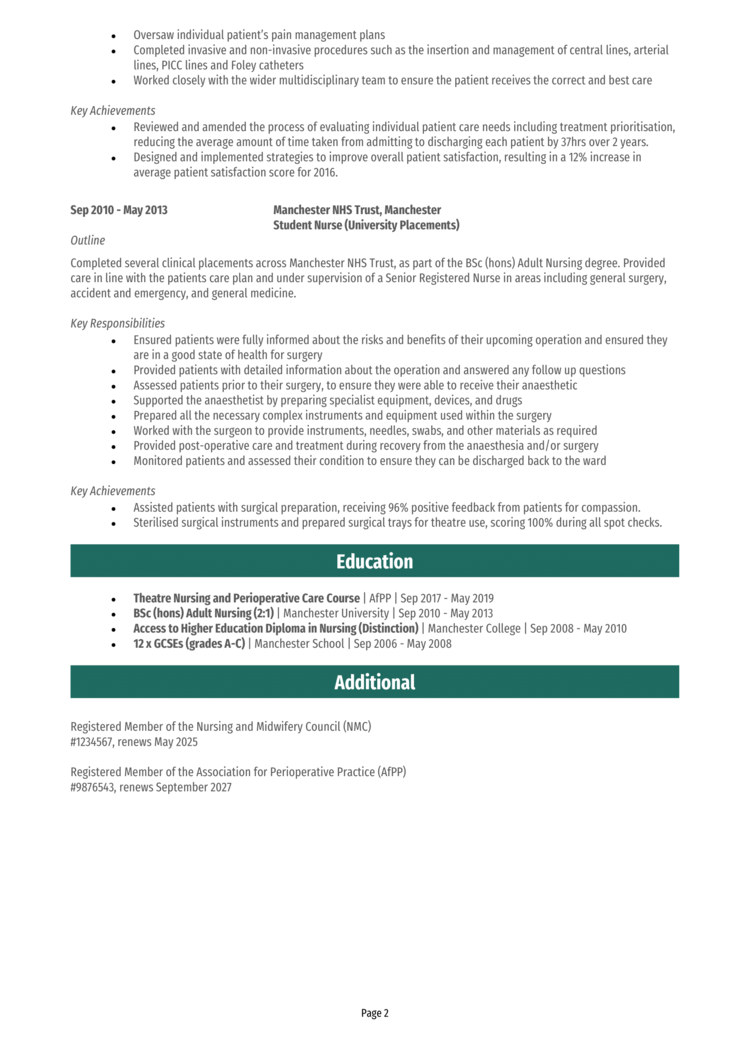 Surgical Nurse CV 2