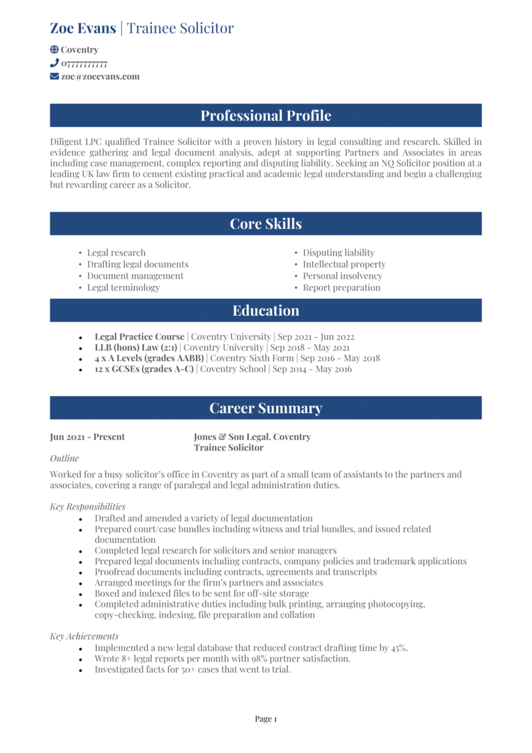 Trainee Solicitor CV-1