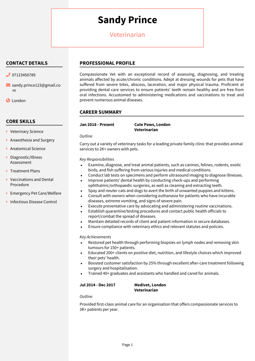 UK Vet CV 1