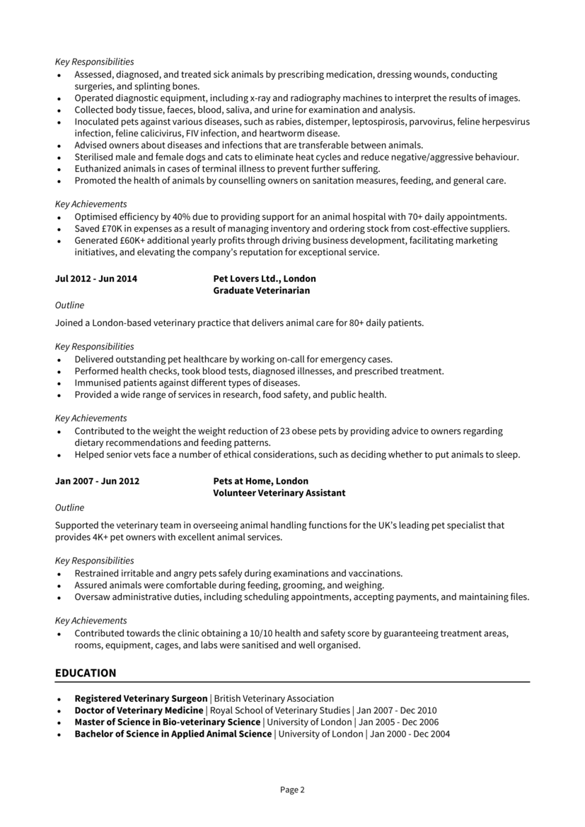 UK Vet CV example + guide [land top veterinarian jobs]