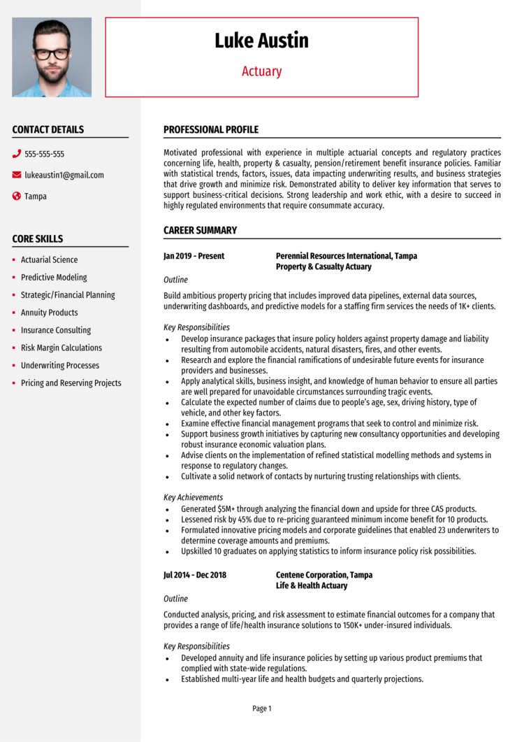 Actuary resume example & guide [Get hired quick]