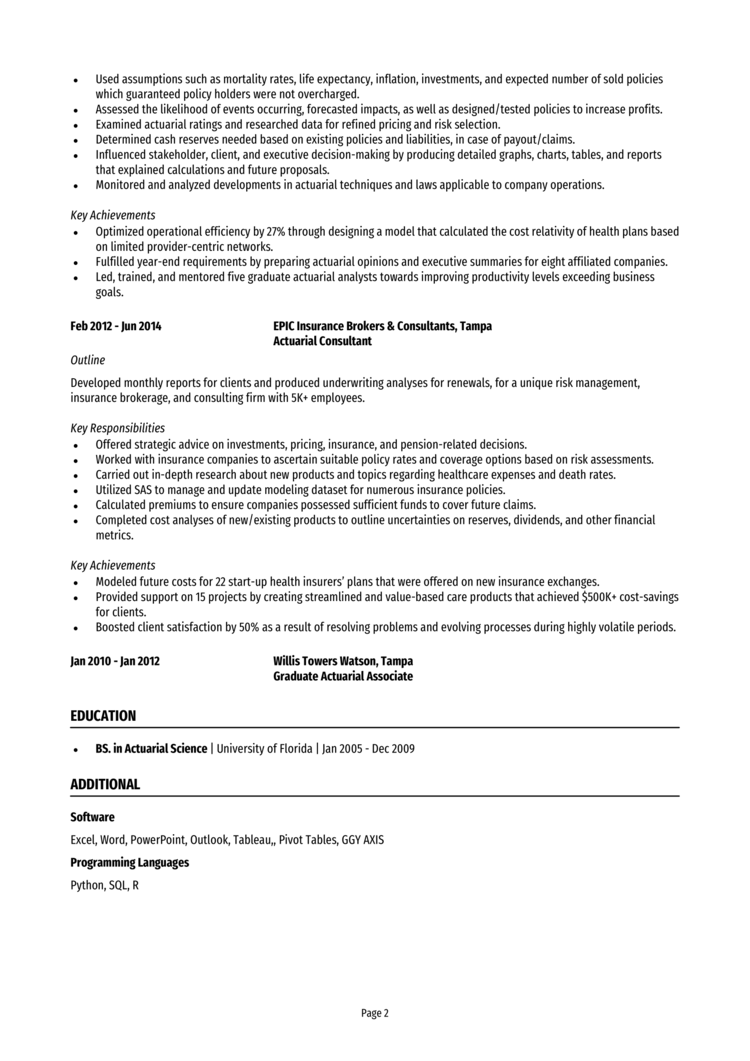 Actuary resume example & guide [Get hired quick]