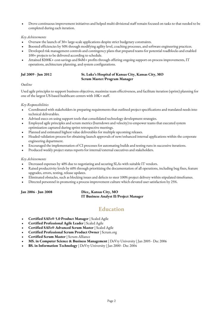 Agile Coach Resume 2