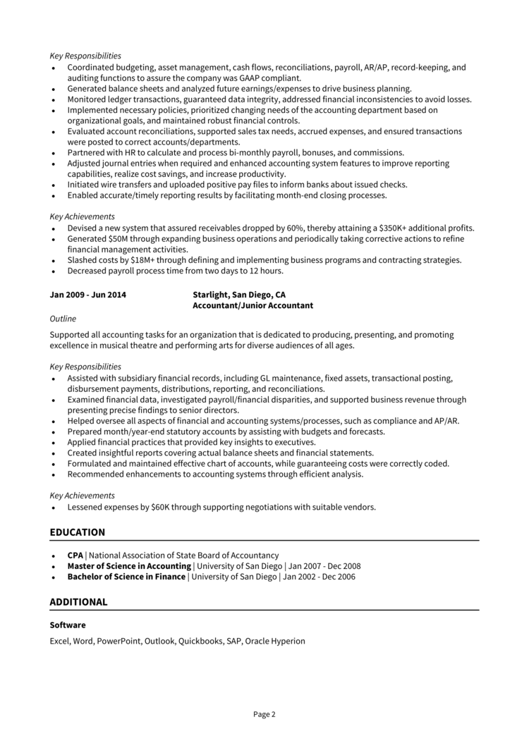 Assistant Controller Resume 2